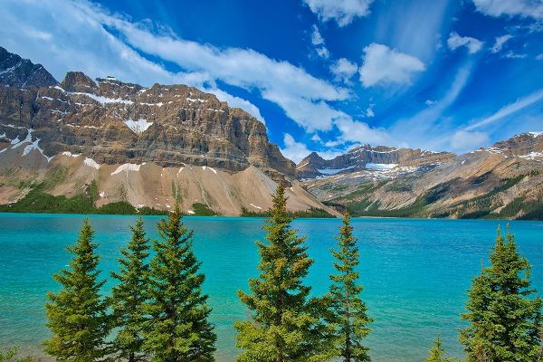 Canada-Alberta-Banff National Park Bow Lake and Crowfoot Mountain landscape